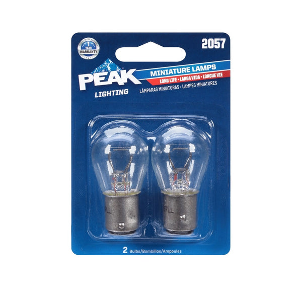 Peak 2057LL-BPP 2057LL-BPP Miniature Automotive Bulb, Clear, 12.8 V