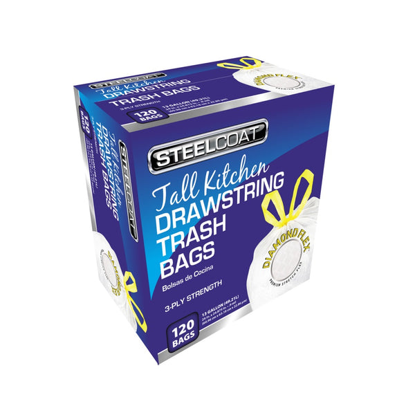 Petosket Plastics FG-P9921-17N Steelcoat Trash Bag, 13 Gallon Capacity