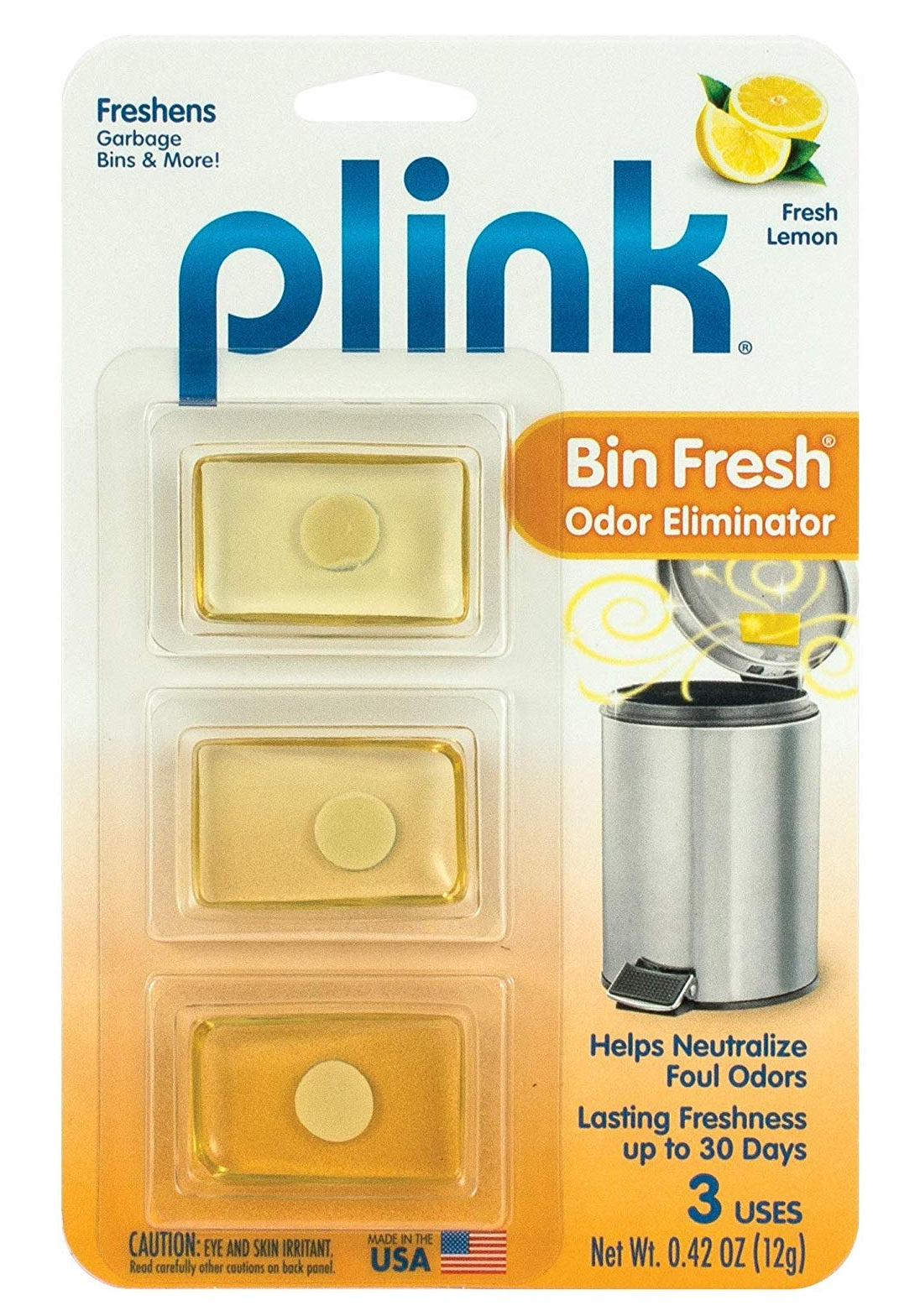Plink PBF12T Bin Fresh Odor Eliminator, Lemon Scent