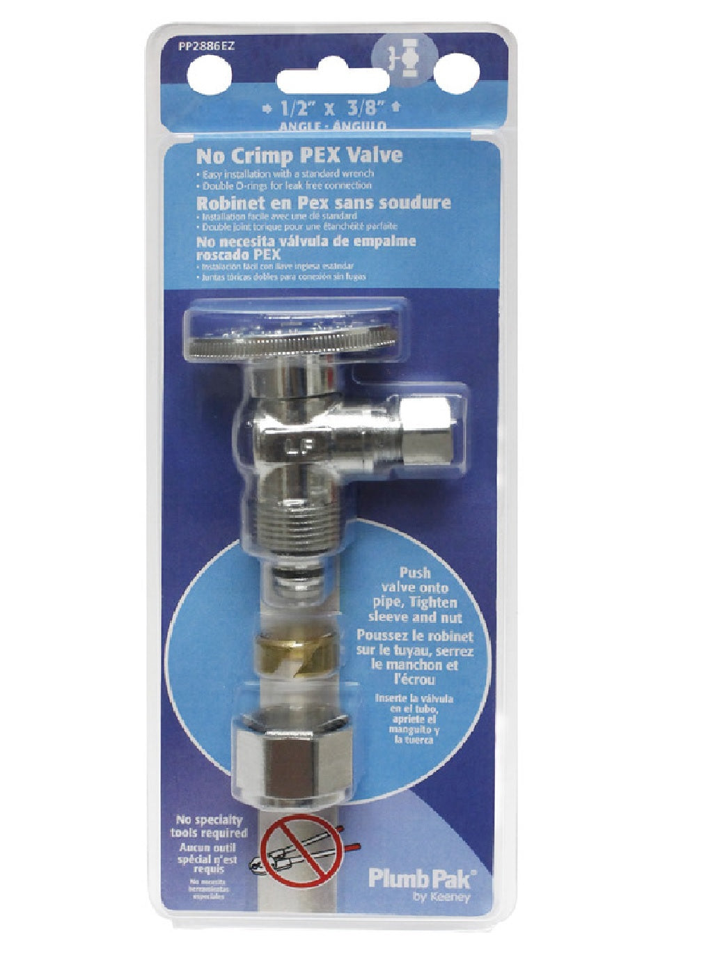 Plumb Pak PP2886EZ Quarter Turn Angle Valve, Chrome Plated