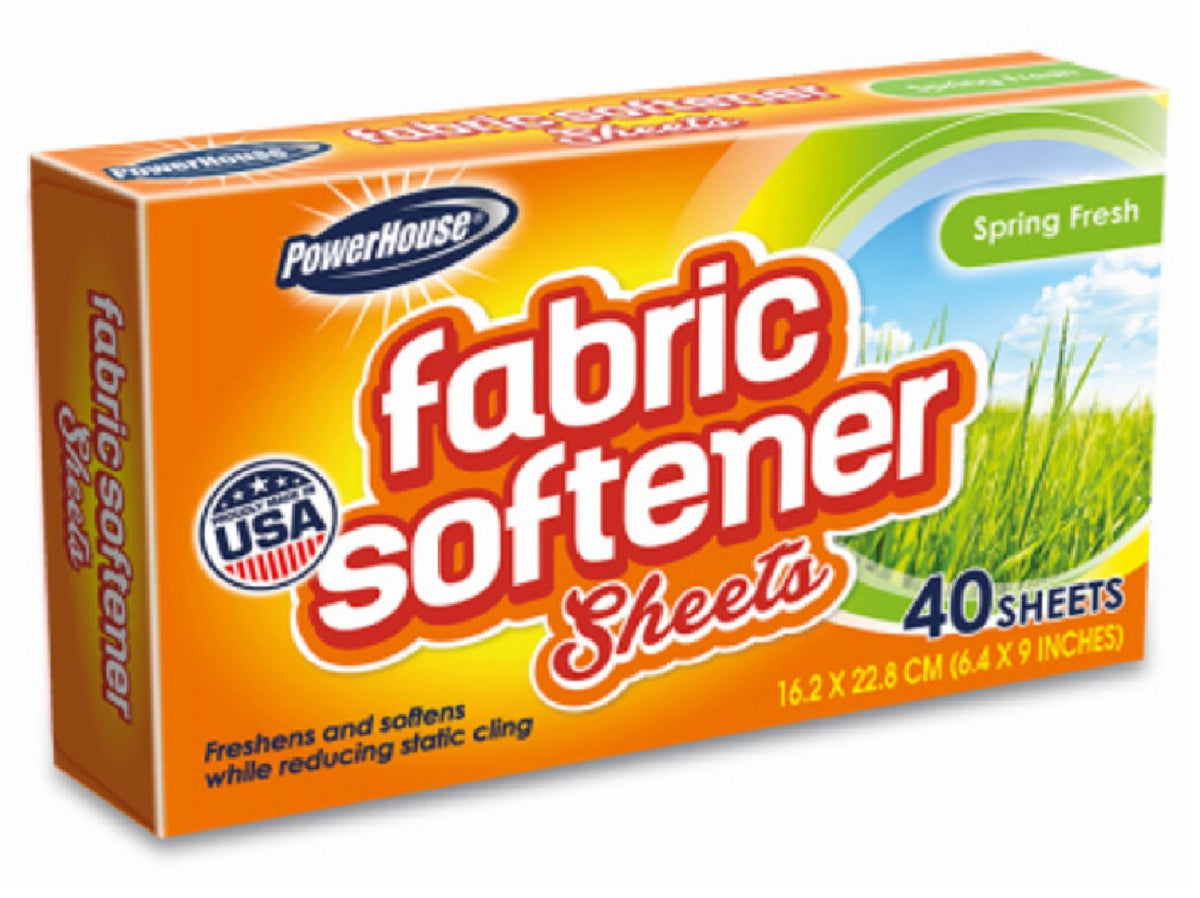 PowerHouse 11918-12 Fabric Softener Sheets, Spring Fresh Scent, 40-Count
