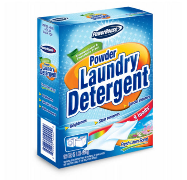 PowerHouse 10900-12 Fresh Linen Scent Laundry Powder Detergent, 16 Ounce