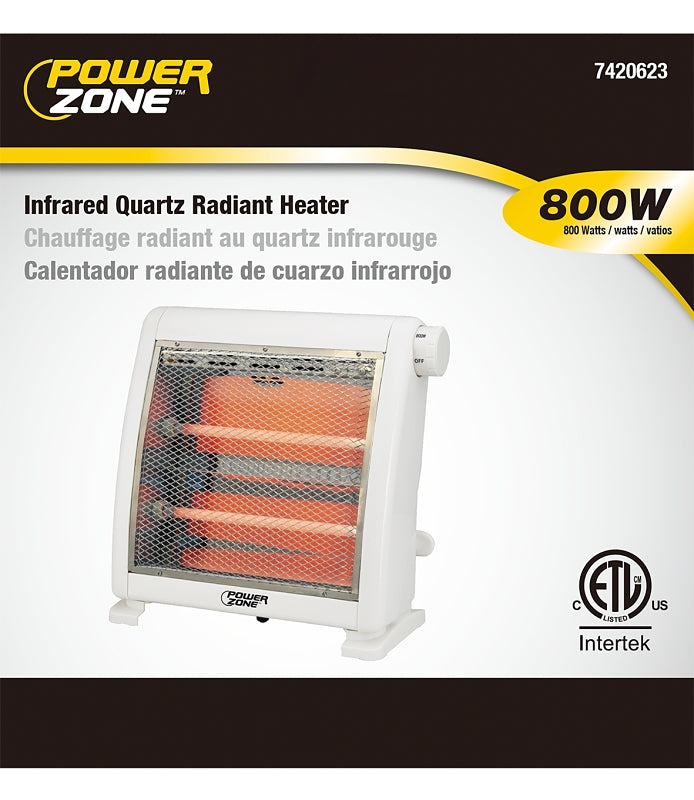 PowerZone H-5511 Infrared Quartz Radiant Heater, White, 400/800 W