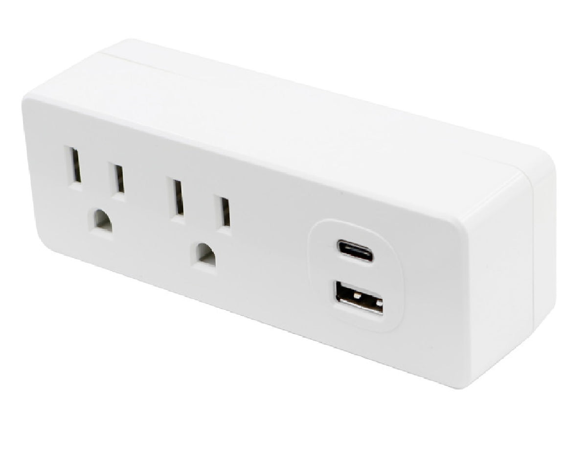 PowerZone ORPBUC013 Outlet Tap And 2-USB Port, 2-Gang