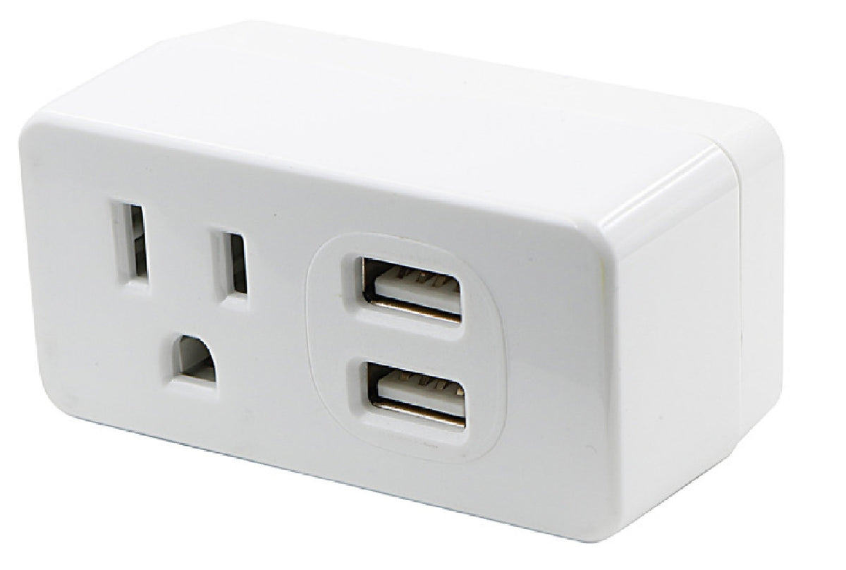 PowerZone ORPBU0012 Outlet Tap and 2-USB Port, 2.1 A, 1-Gang