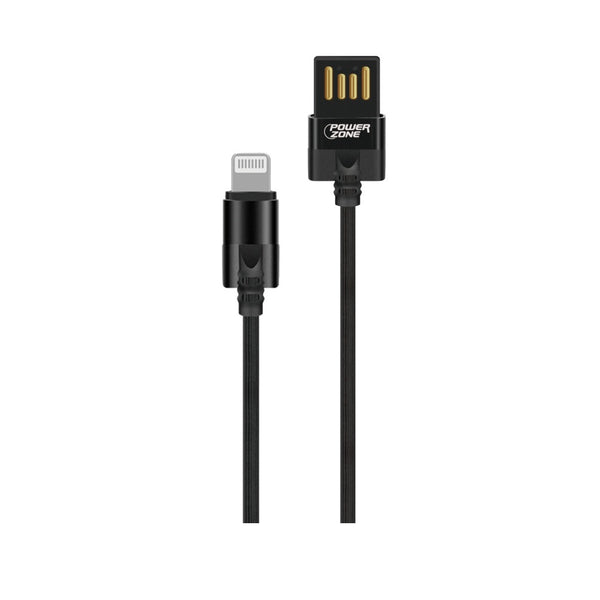 PowerZone T56-LIGHTNING Double Sided Micro Data Cable, Black