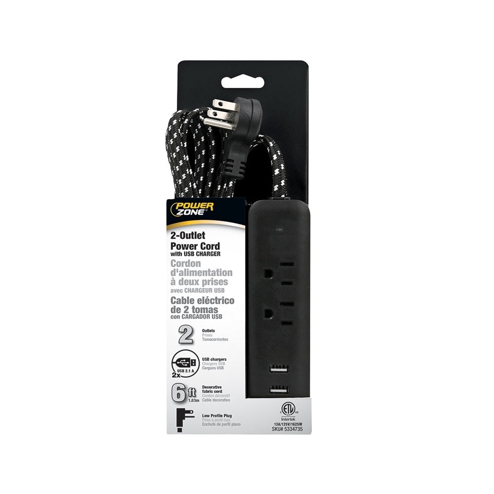 Powerzone ORPBUF0001 Extension Cord, Black/White