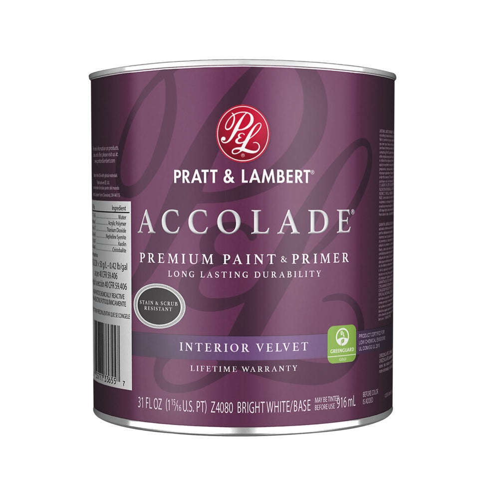 Pratt & Lambert 0000Z4080-14 Accolade Interior Premium Paint & Primer, 1 Quart