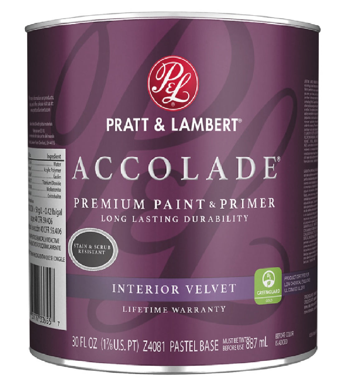 Pratt & Lambert 0000Z4081-14 Accolade Interior Premium Paint and Primer, 1 Quart