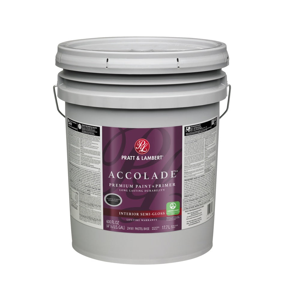 Pratt & Lambert 0000Z4181-20 Accolade Semi-Gloss Latex Interior Paint, 5 Gallon