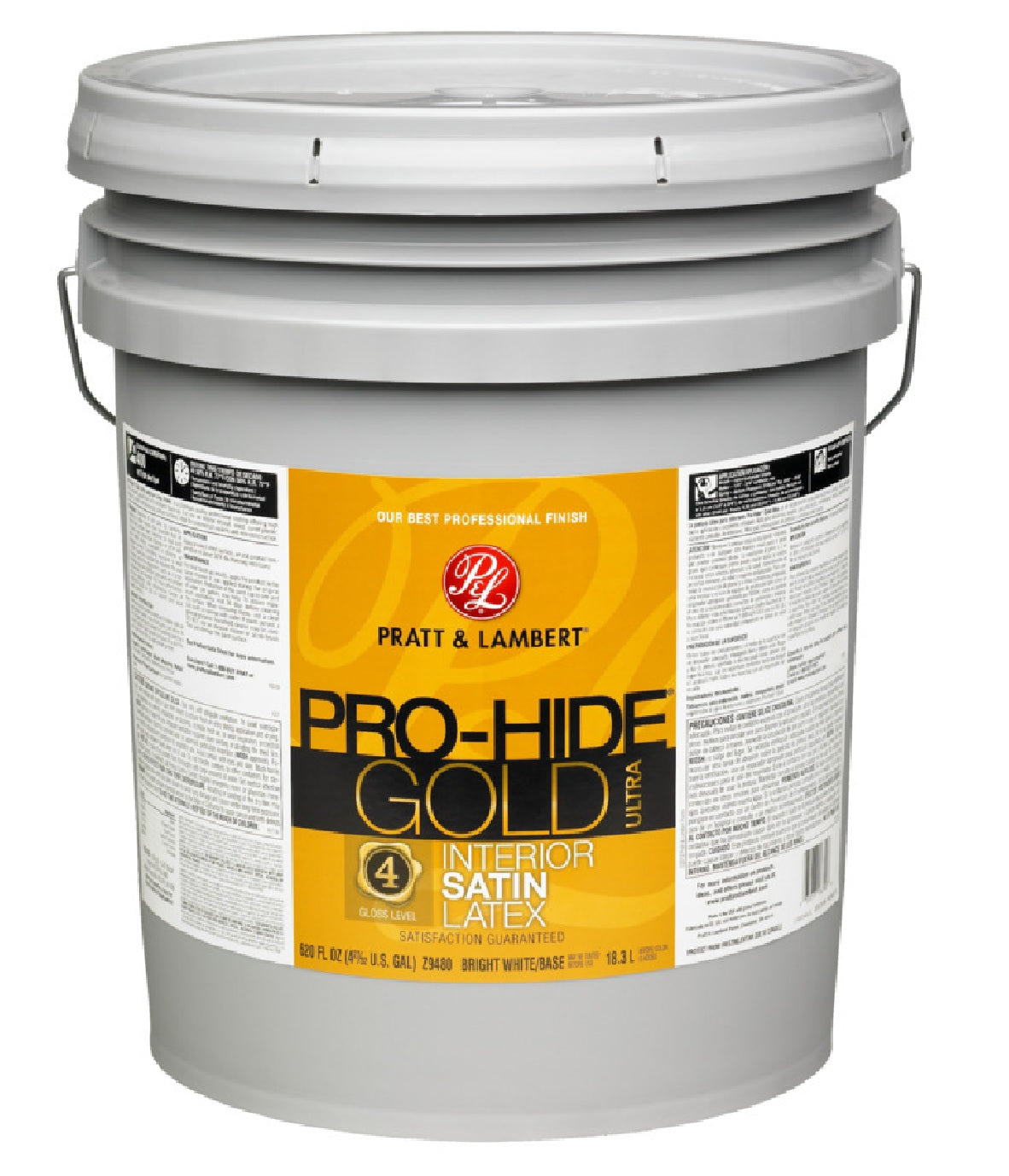 Pratt & Lambert 0000Z9483-20 Pro-Hide Gold Satin Latex Interior Paint, 5 Gallon