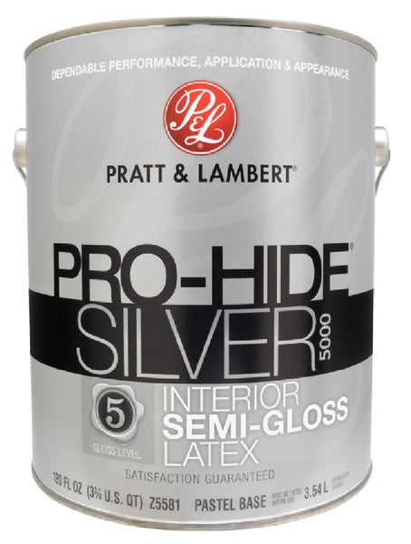 Pratt & Lambert 0000Z5581-16 Pro-Hide Latex Semi-Gloss Interior Paint, Pastel Base