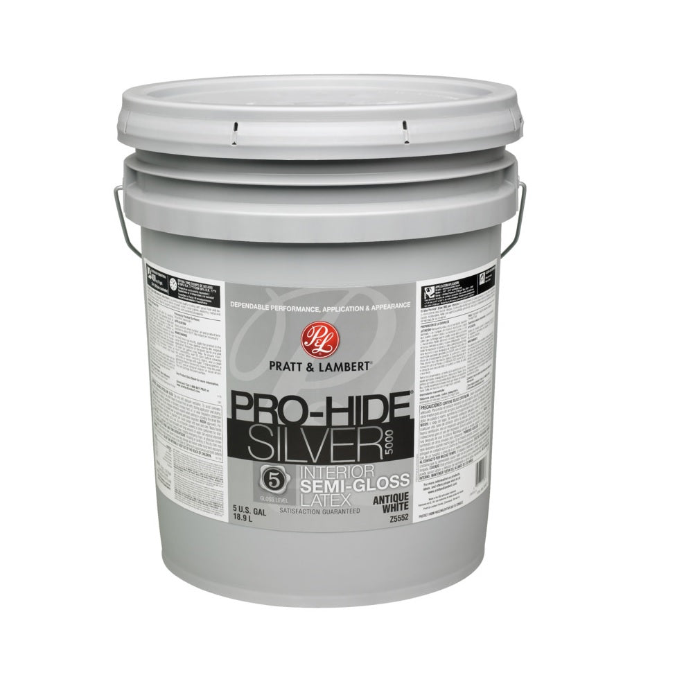 Pratt & Lambert 0000Z5552-20 Pro-Hide Silver 5000 Interior Paint, 5 Gallon