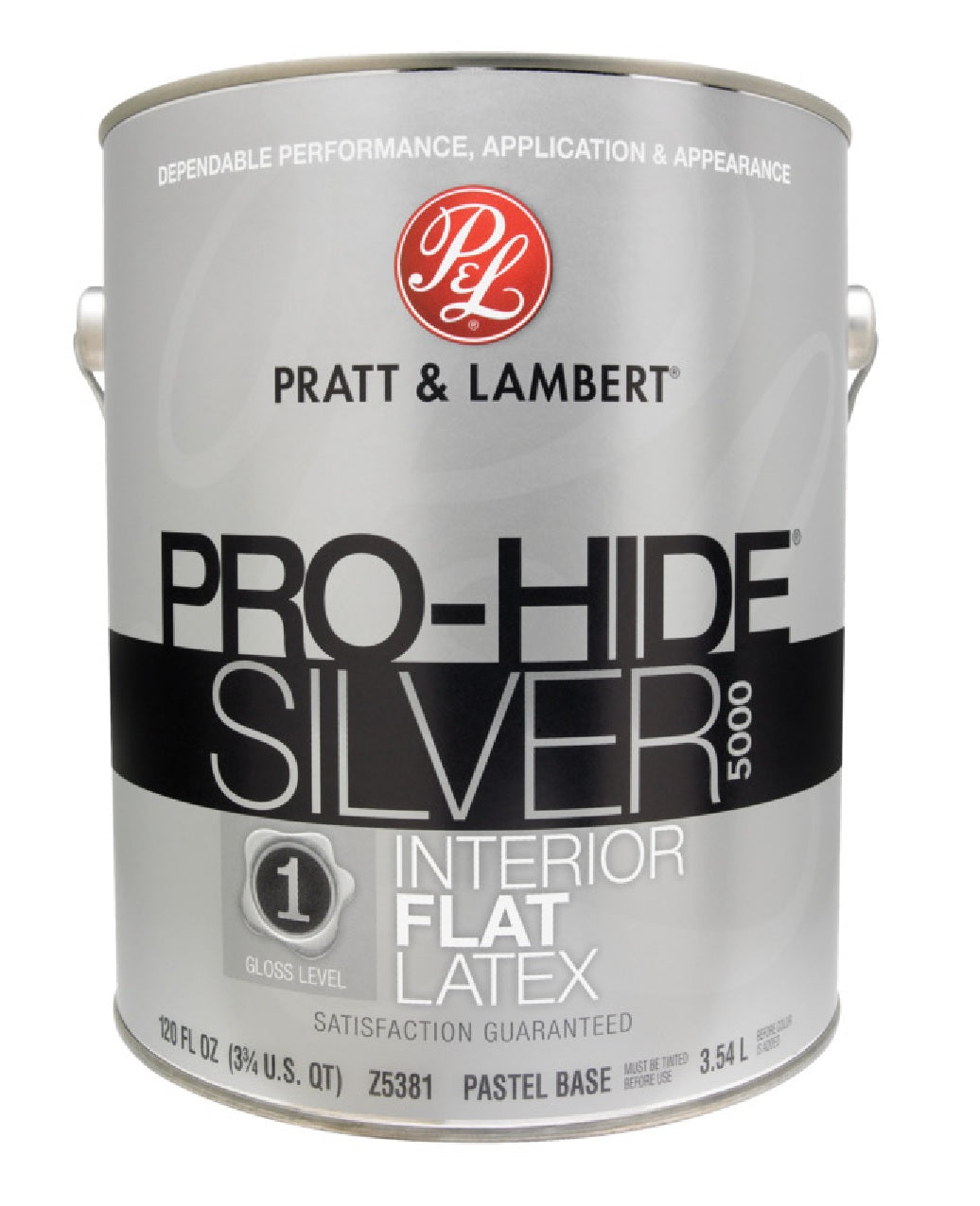 Pratt & Lambert 0000Z5381-16 Pro-Hide Silver Latex Flat Interior Paint