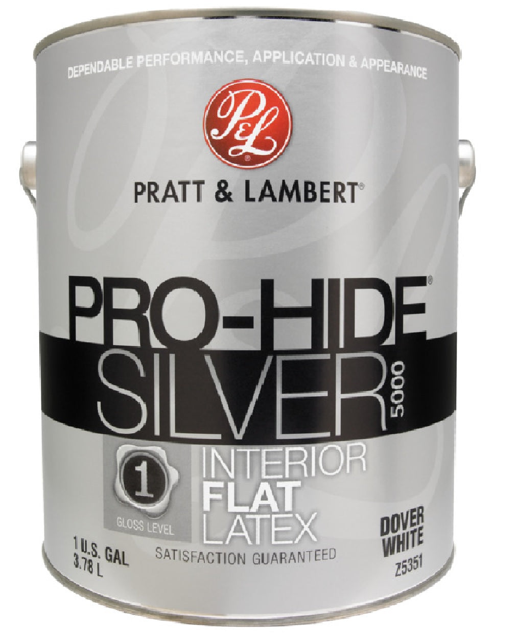Pratt & Lambert 0000Z5351-16 Pro-Hide Silver Latex Flat Interior Paint