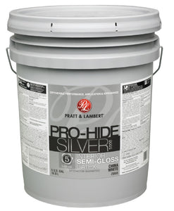Pratt & Lambert 0000Z5555-20 Pro-Hide Silver Semi-Gloss Latex Interior Paint, 5 Gallon