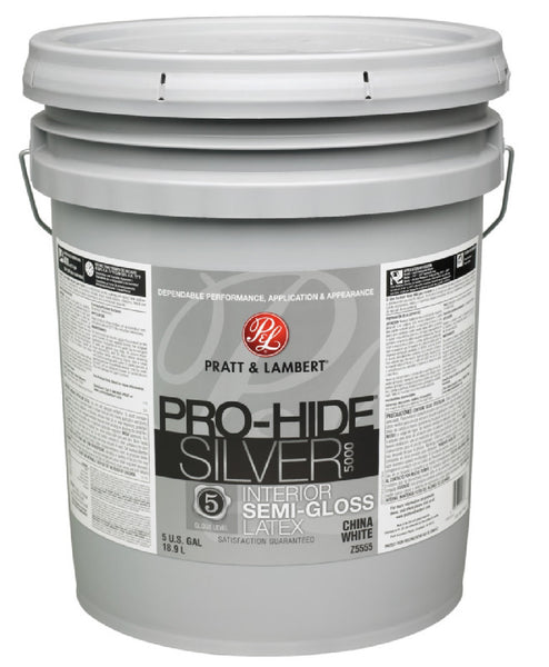 Pratt & Lambert 0000Z5555-20 Pro-Hide Silver Semi-Gloss Latex Interior Paint, 5 Gallon
