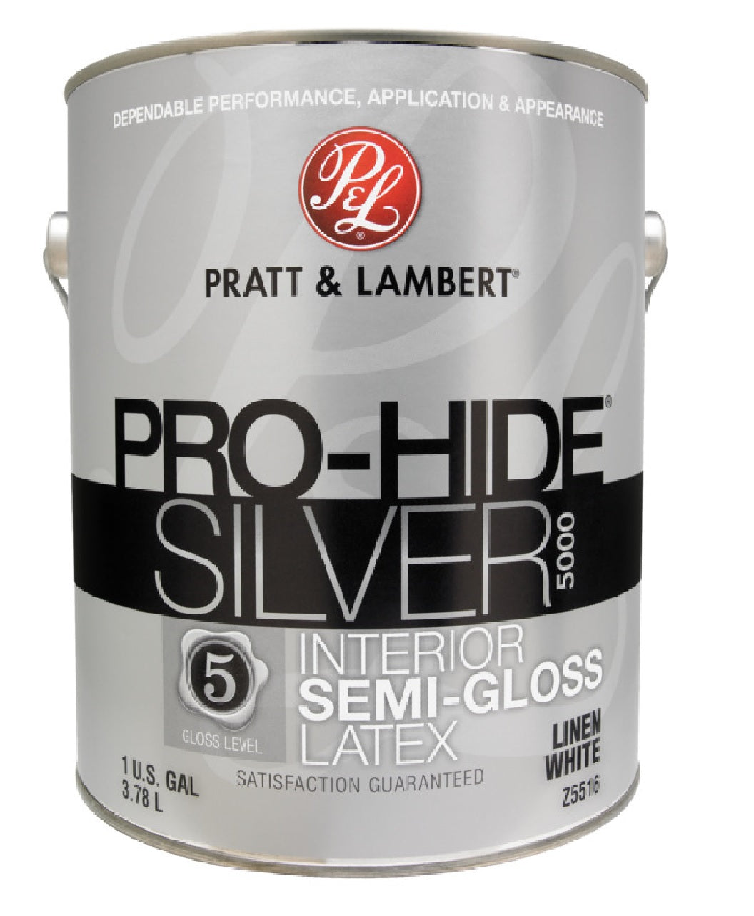 Pratt & Lambert 0000Z5516-16 Pro-Hide Silver Semi-Gloss Latex Interior Paint