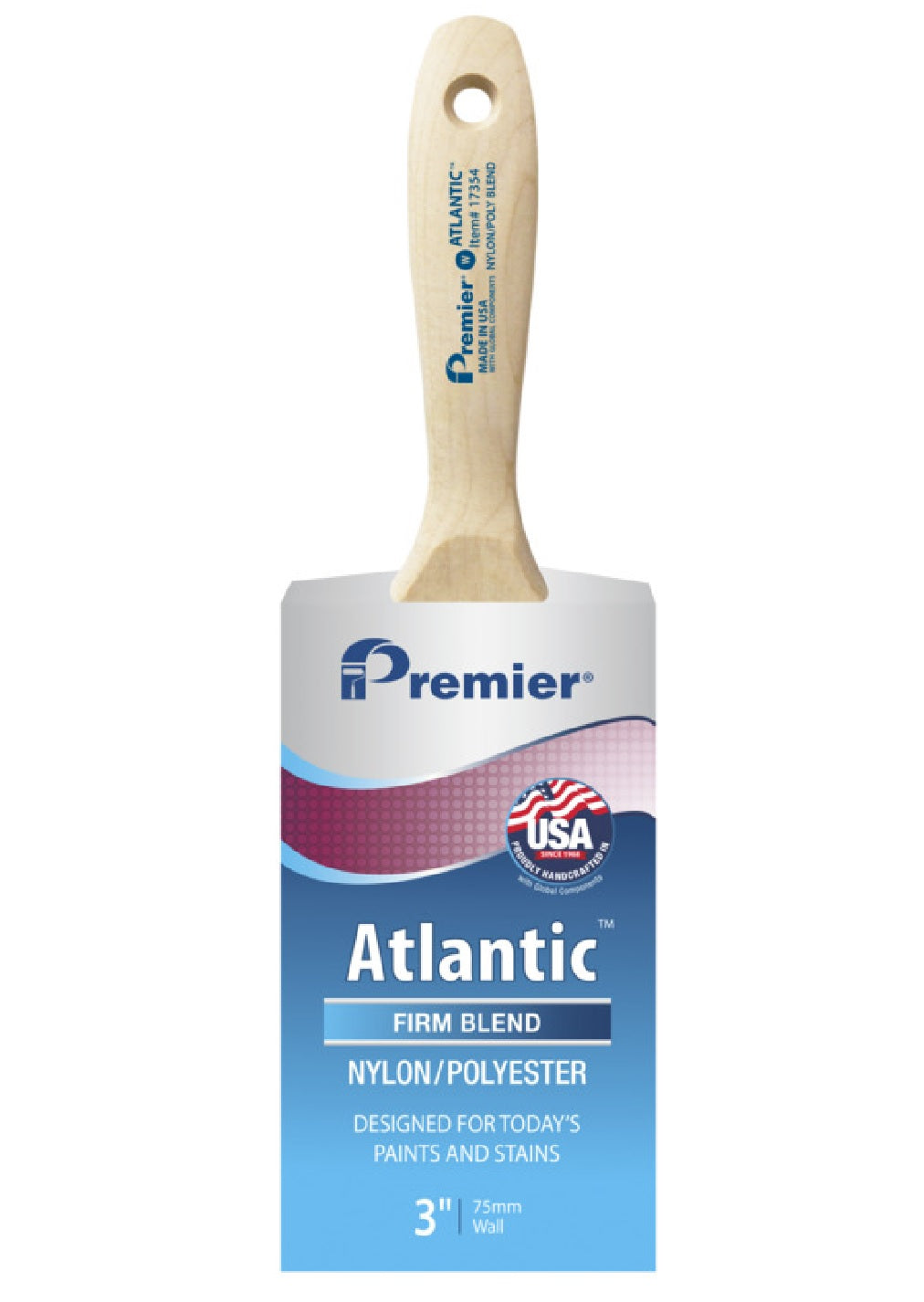 Premier 17354 Atlantic Beavertail Varnish Wall Paint Brush, 3 Inch