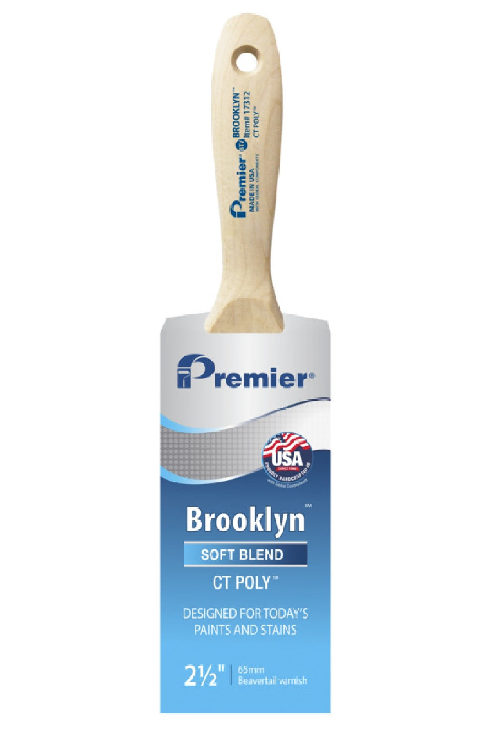 Premier 17312 Brooklyn Beavertail Varnish Paint Brush, 2-1/2 Inch