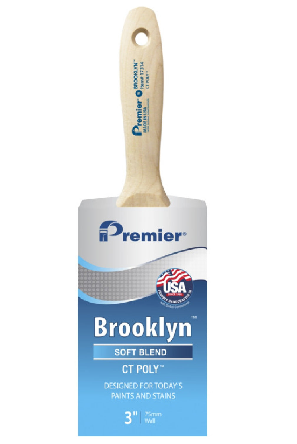 Premier 17314 Brooklyn Beavertail Varnish Wall Paint Brush, 3 Inch