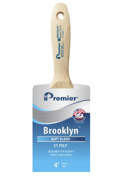 Premier 17315 Brooklyn Beavertail Varnish Wall Paint Brush, 4 Inch
