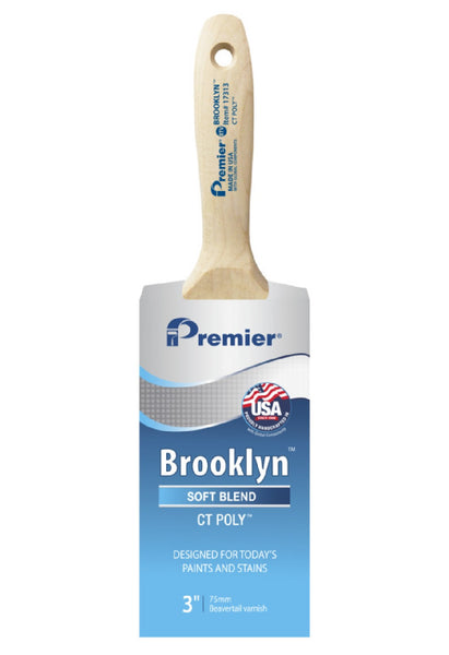Premier 17313 Brooklyn Soft Chiseled Paint Brush, Stainless Steel, 3 Inch