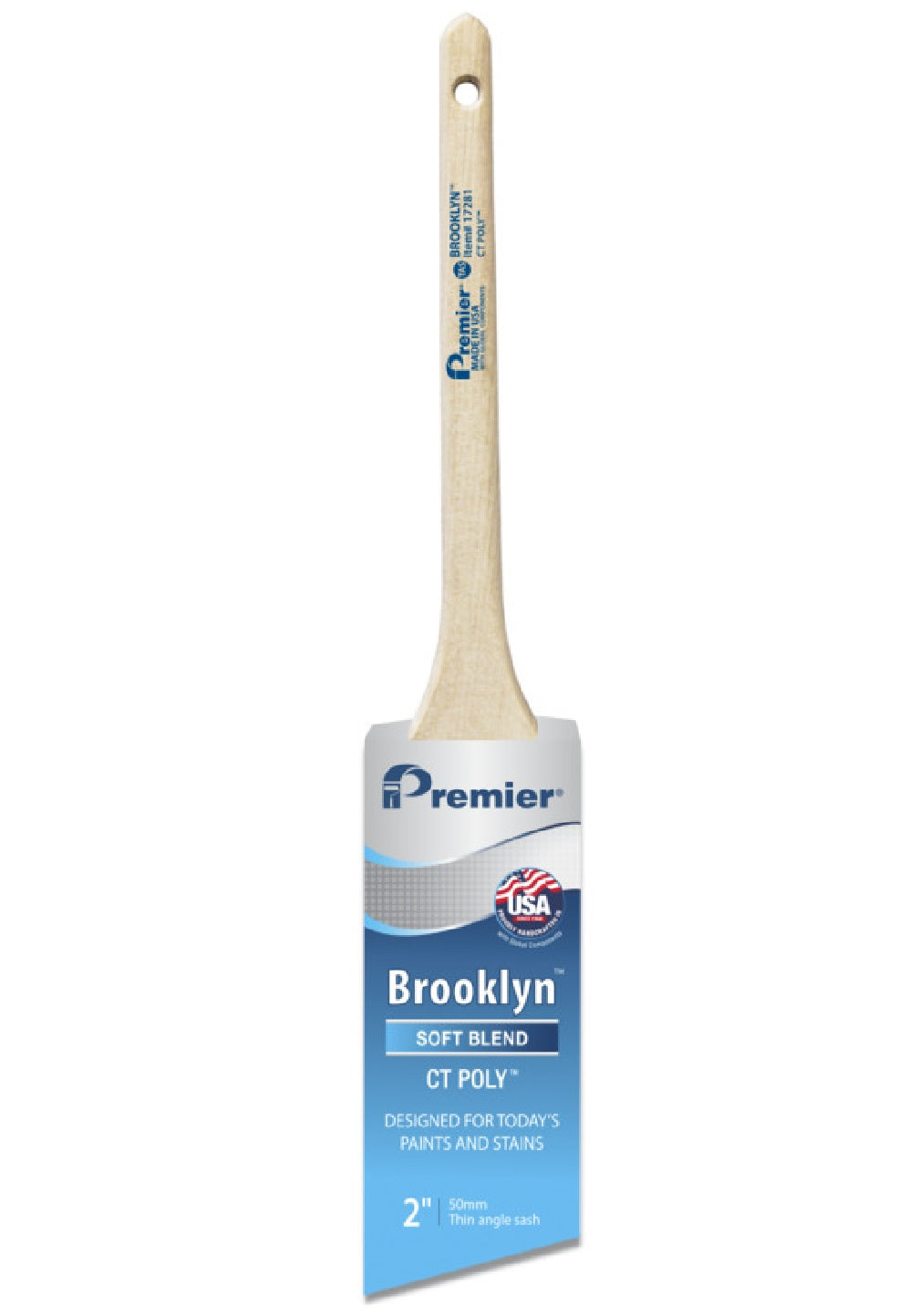 Premier 17281 Brooklyn Soft Thin Angle Paint Brush, Stainless Steel