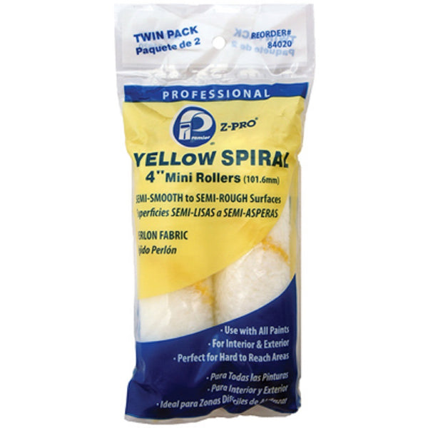 Premier Paint Roller 84020 Yellow Spiral Roller Cover, 4 Inch