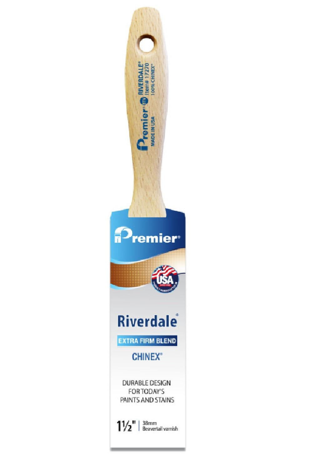 Premier 17270 Riverdale Beavertail Varnish Paint Brush, 1-1/2 Inch