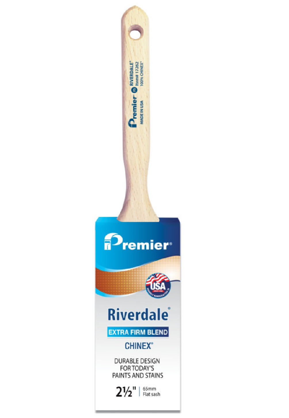 Premier 17262 Riverdale Extra Stiff Flat Paint Brush, 2-1/2 Inch