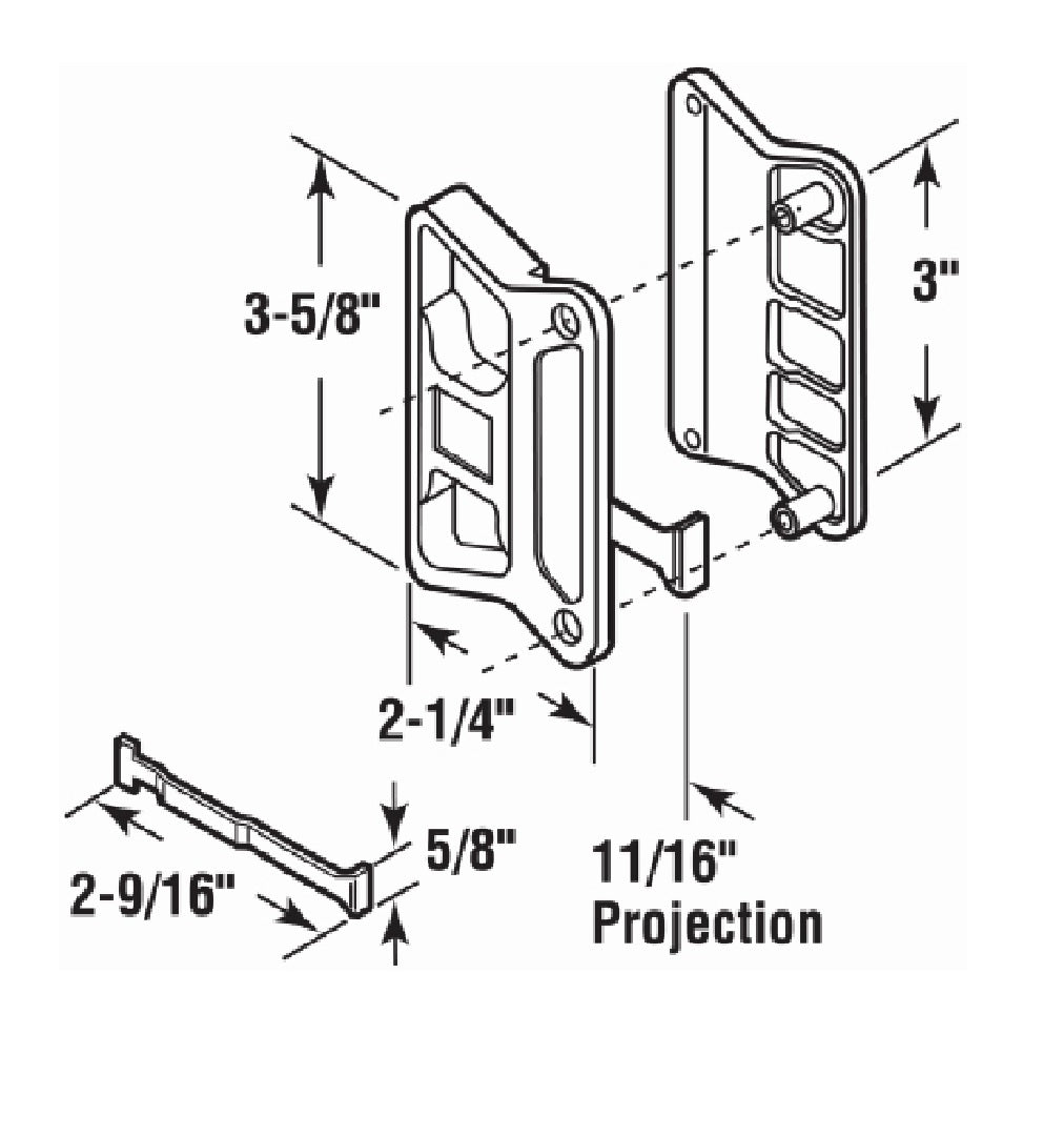 Prime-Line A 168 Sliding Screen Door Handle & Latch, Plastic