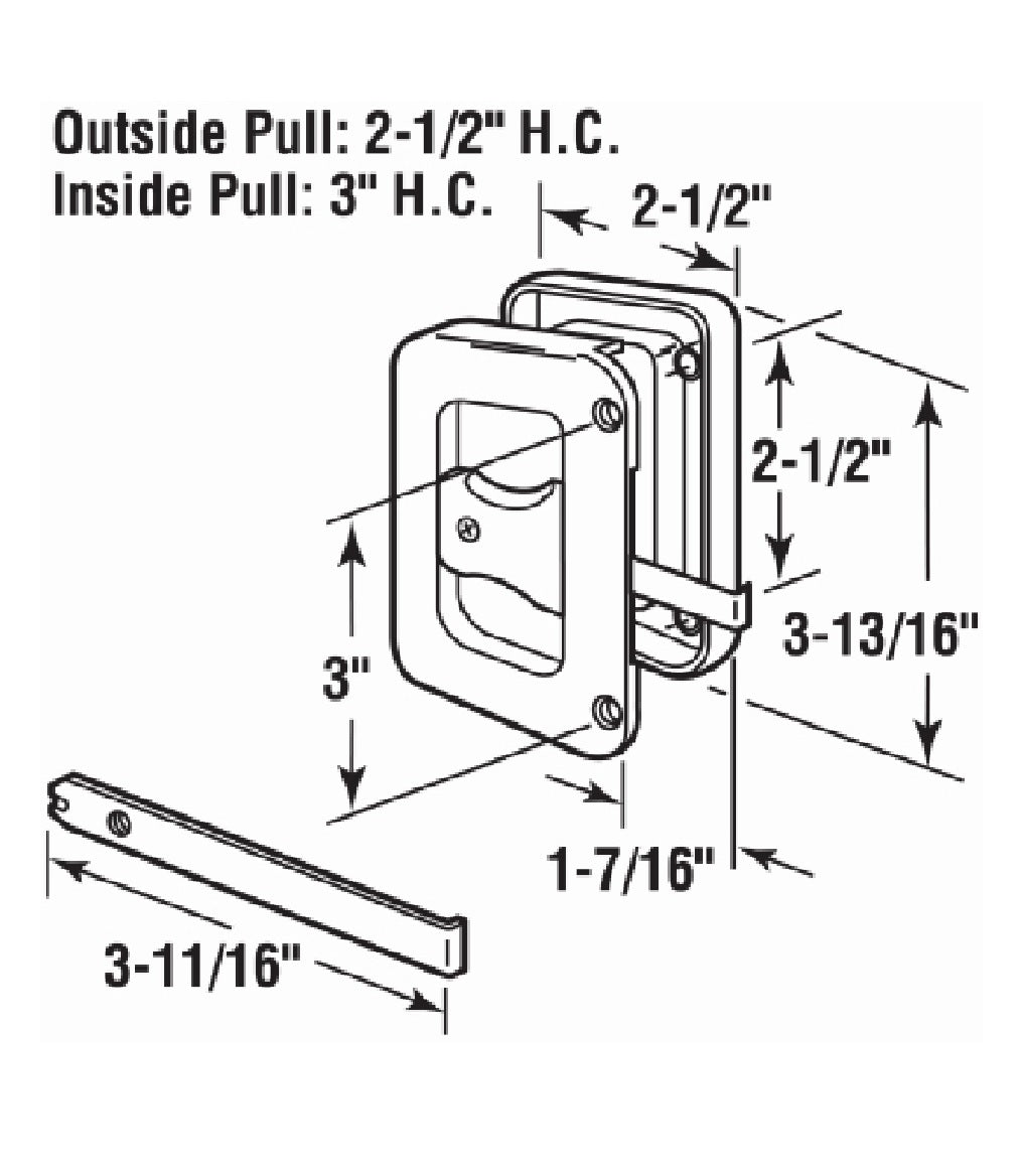 Prime-Line A 187  Sliding Screen Door Handle & Latch, Plastic
