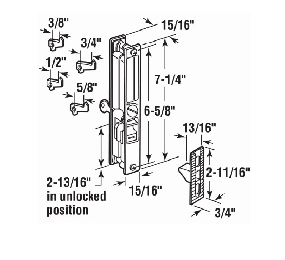 Prime-Line C 1134 Patio Door Flush Handle, Chrome