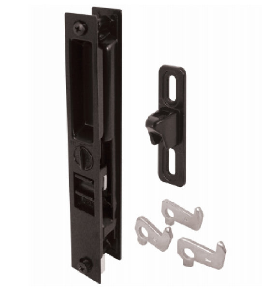 Prime Line C 1123 Patio Door Flush Handle with Mid-Body Latch, Black