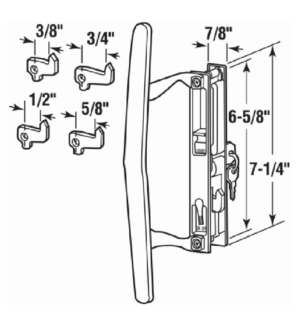 Prime Line C 1197 Sliding Glass Door Handle Set, White