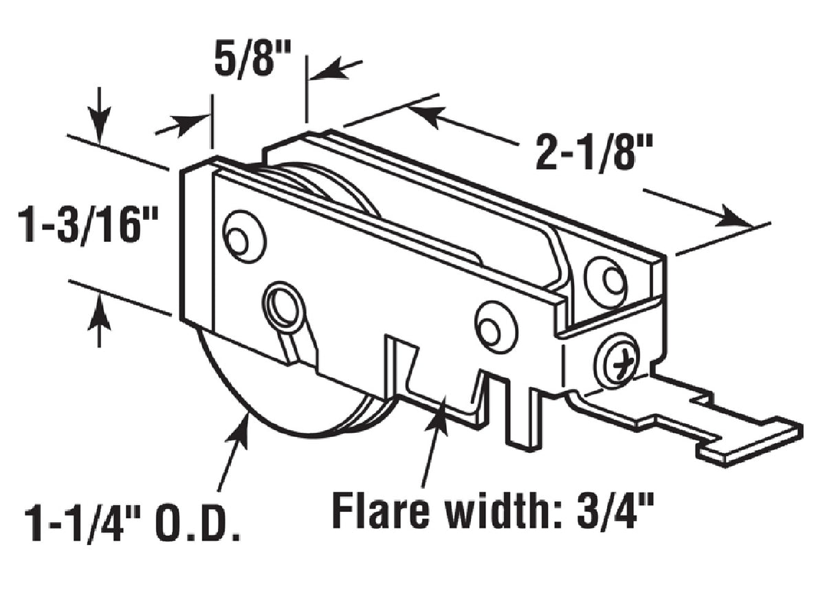 Prime Line D 1720 Adjustable Sliding Glass Door Roller Assembly, 1-1/4 Inch