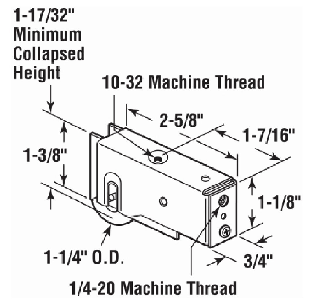 Prime Line D 1832 Adjustable Sliding Patio Door Roller Assembly, Steel