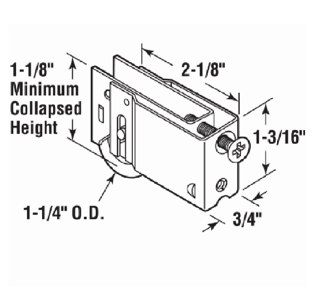 Prime-Line D 1762 Ball Bearing Sliding Door Roller Assembly, Steel