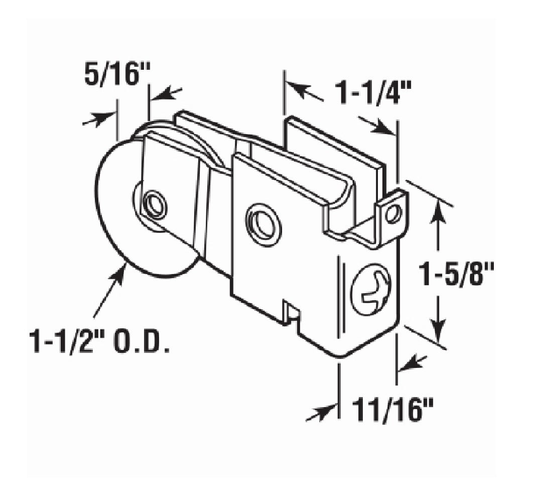 Prime Line D 1511 F-Tab Patio Door Roller Assembly, 1-1/2 Inch