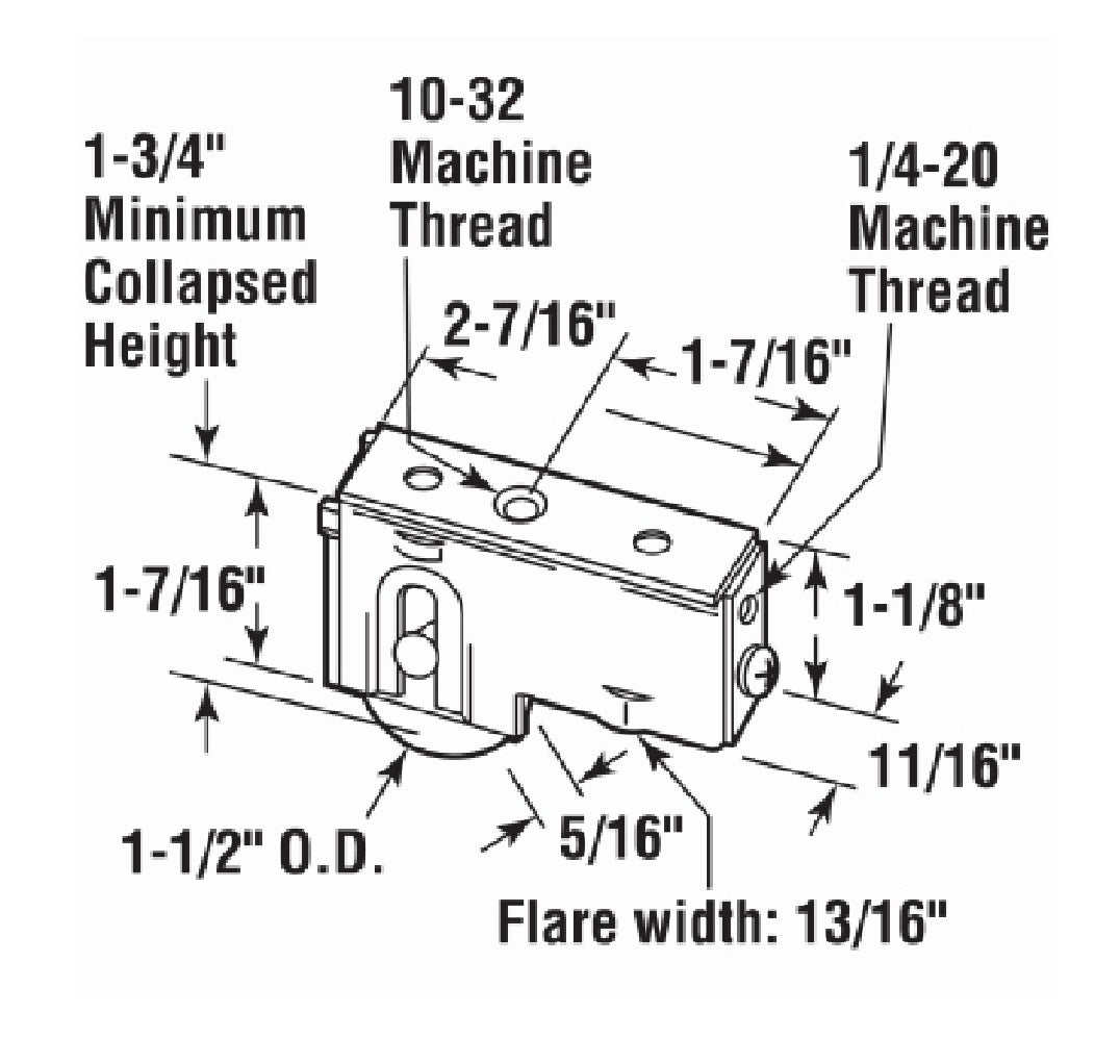Prime Line D 1537 Patio Door Roller Assembly, Steel