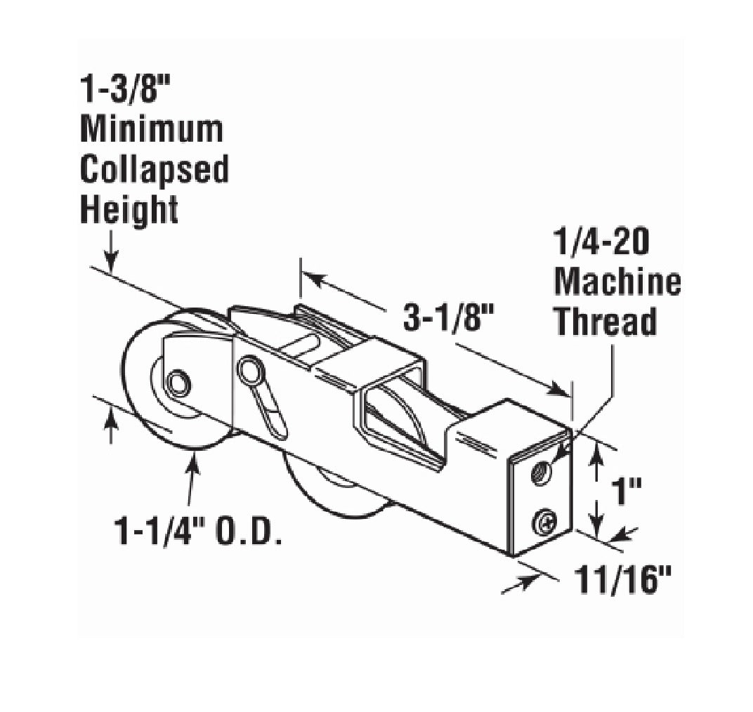 Prime-Line D 1858 Patio Door Roller Assembly, Steel