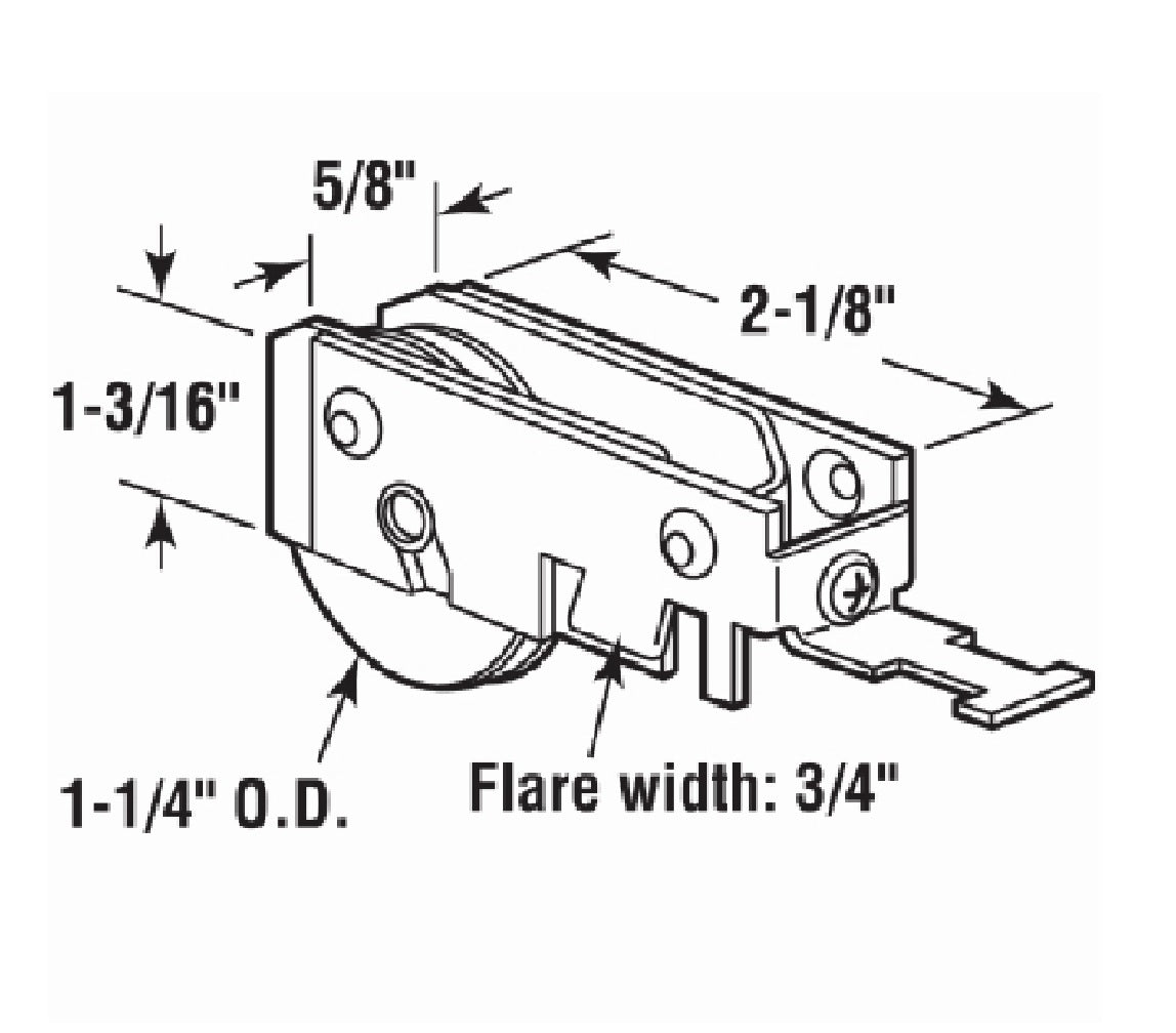 Prime Line D 1518 Patio Door Roller Assembly, 1-1/4 Inch