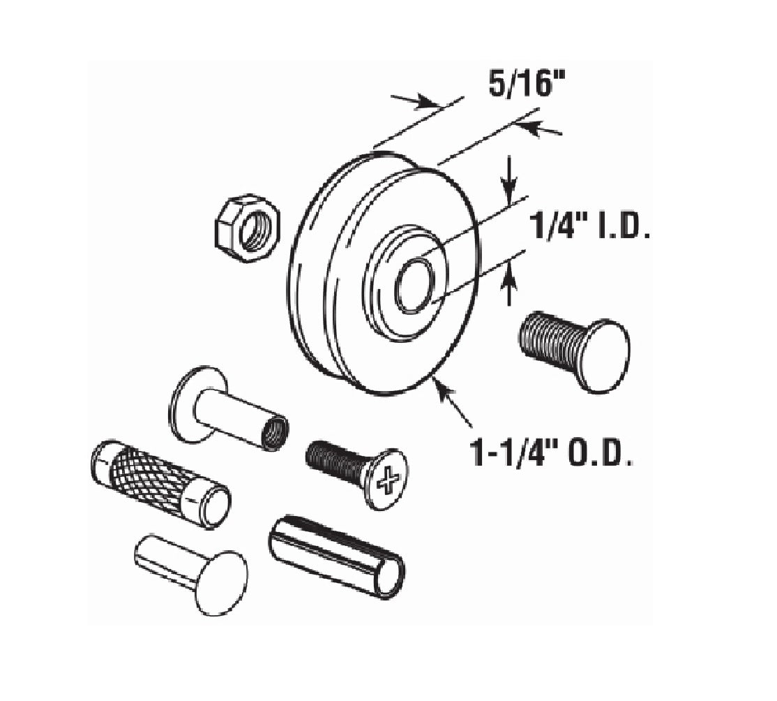 Prime-Line D 1796 Patio Door Roller Kit, 1-1/4 Inch
