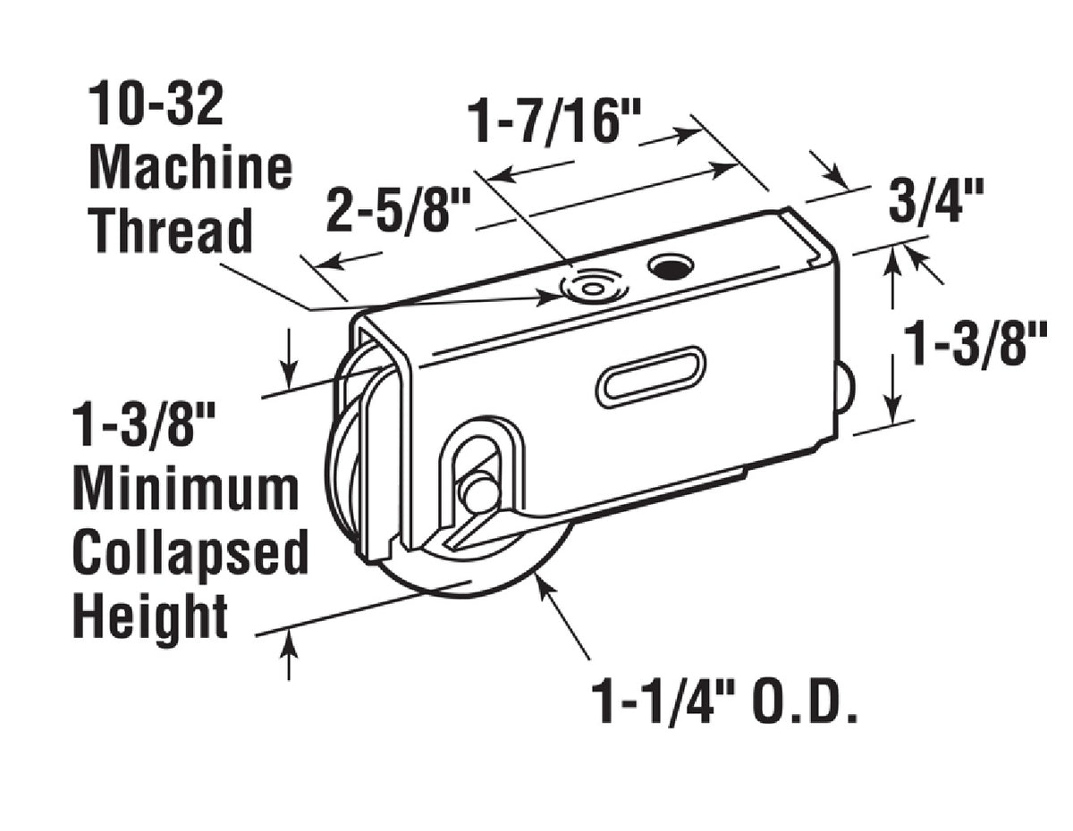 Prime Line D 1723 Sliding Patio Door Roller Assembly, Steel