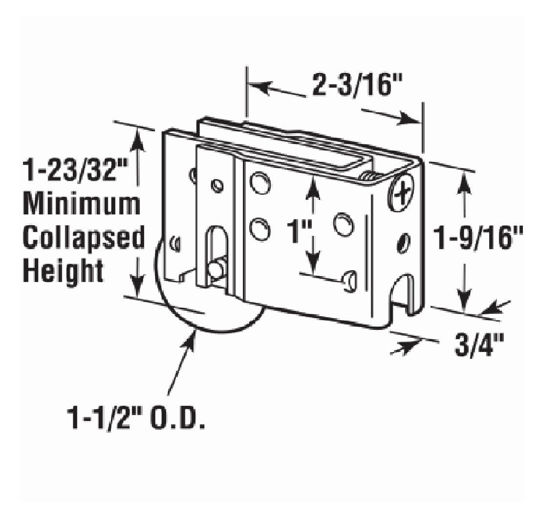 Prime-Line D 1600 Sliding Patio Door Roller Assembly, Steel