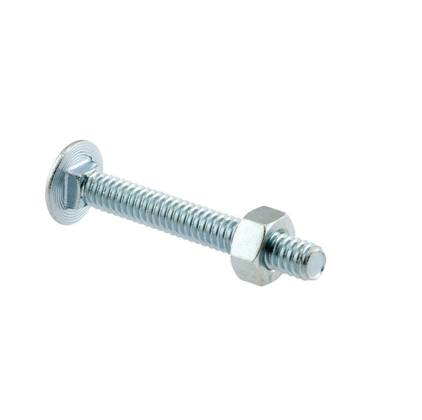 Prime-Line GD 52103 Carriage Bolts With Nuts, Silver, 1-7/8 inches L X 1/4 inches