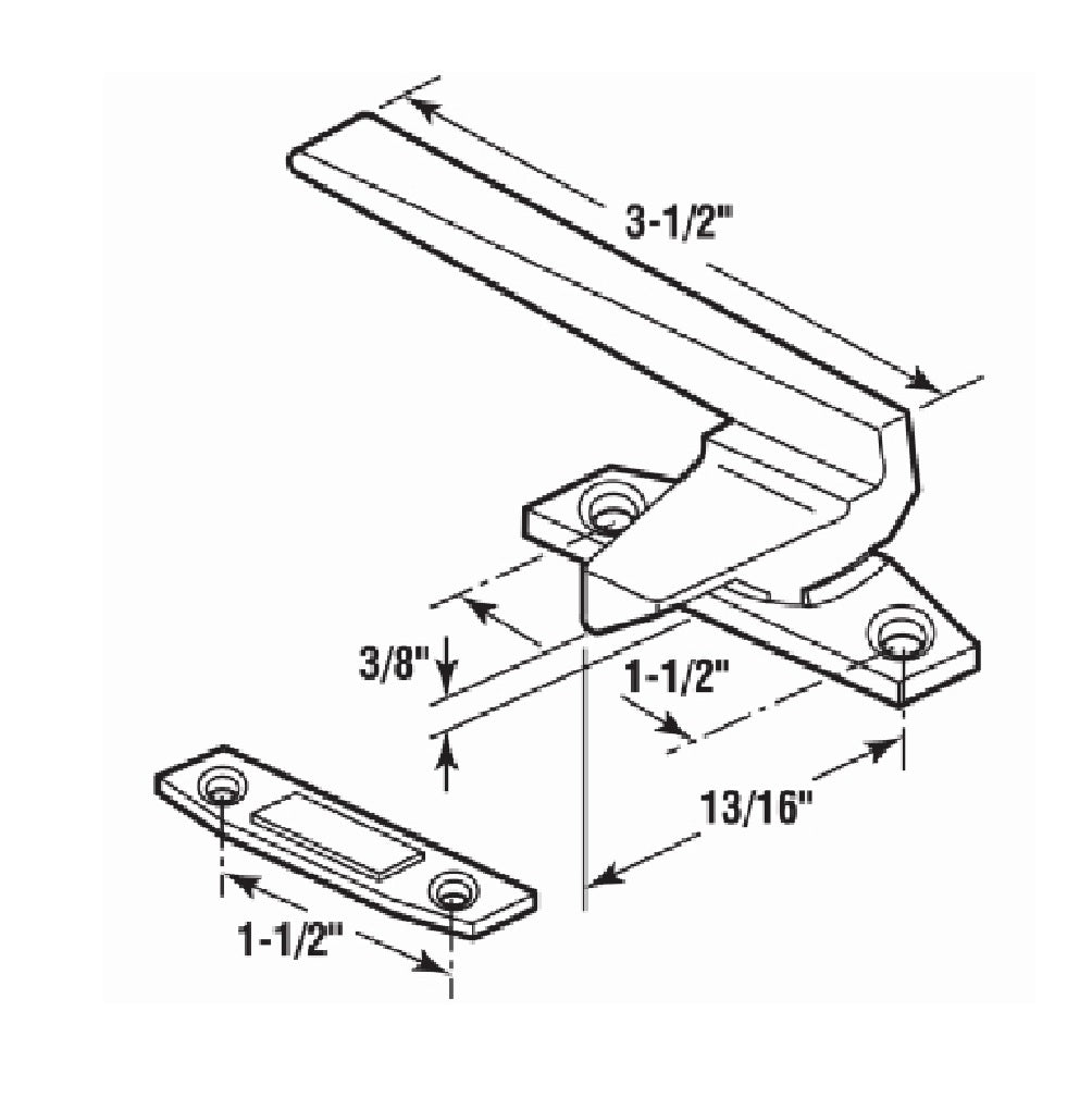 Prime-Line H 3598 Casement Locking Handle with Offset Base, Bronze