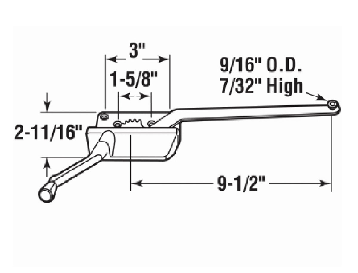 Prime Line H 3568 Wood Casement Operator with Crank, 9-1/2 Inch