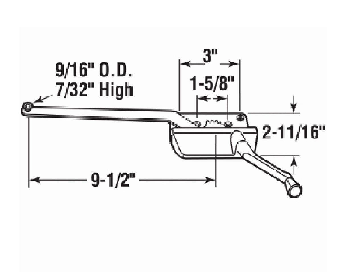 Prime Line H 3569 Wood Casement Window Operator, 9-1/2 Inch